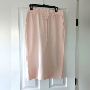 Pencil midi skirt, pale pink and French terry material